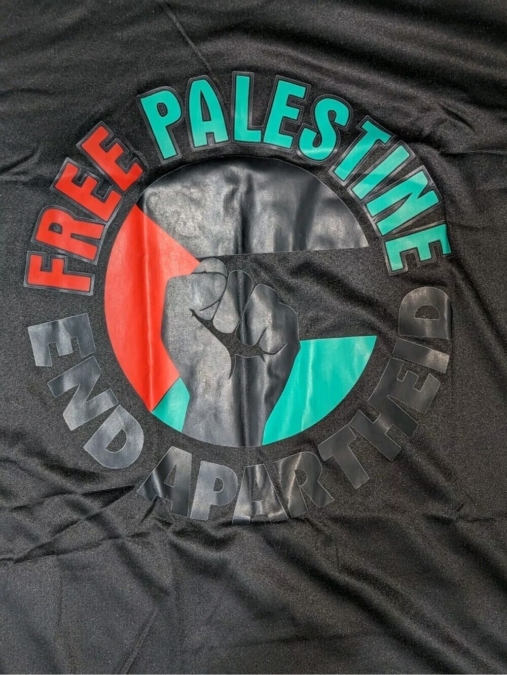 Free Palestine End Apartheid Black Graphic Tee + Pin S/L - Picture 4 of 9